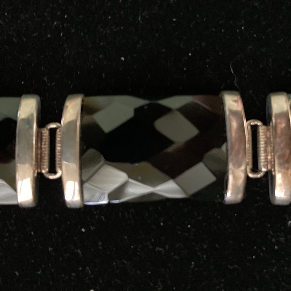 Sterling Rectangle Gemstone Station Bracelet/Onyx/7 1/2 Inches/NEW/NEVER WORN! - Picture 3 of 3